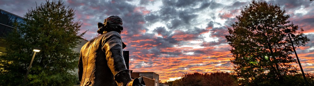 Mason Statue Sunset, cropped